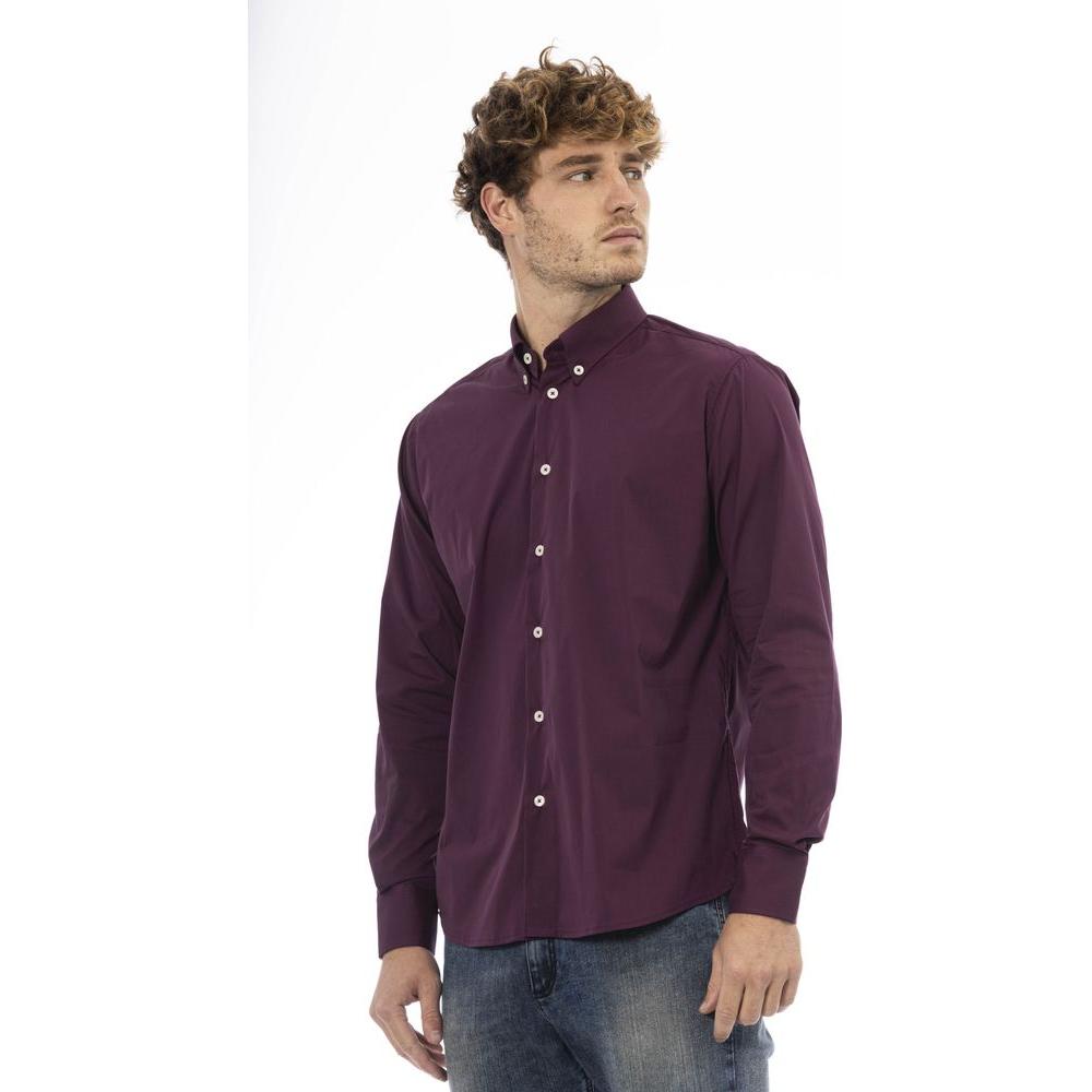 Baldinini Trend Burgundy Cotton Men Shirt Baldinini Trend