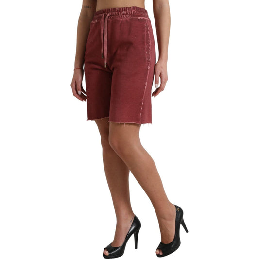 Dolce & Gabbana Chic Maroon High-Waist Designer Sweatshorts Dolce & Gabbana