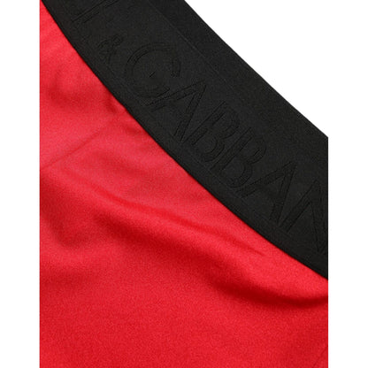 Dolce & Gabbana Red Nylon DG Logo Slim Leggings Pants