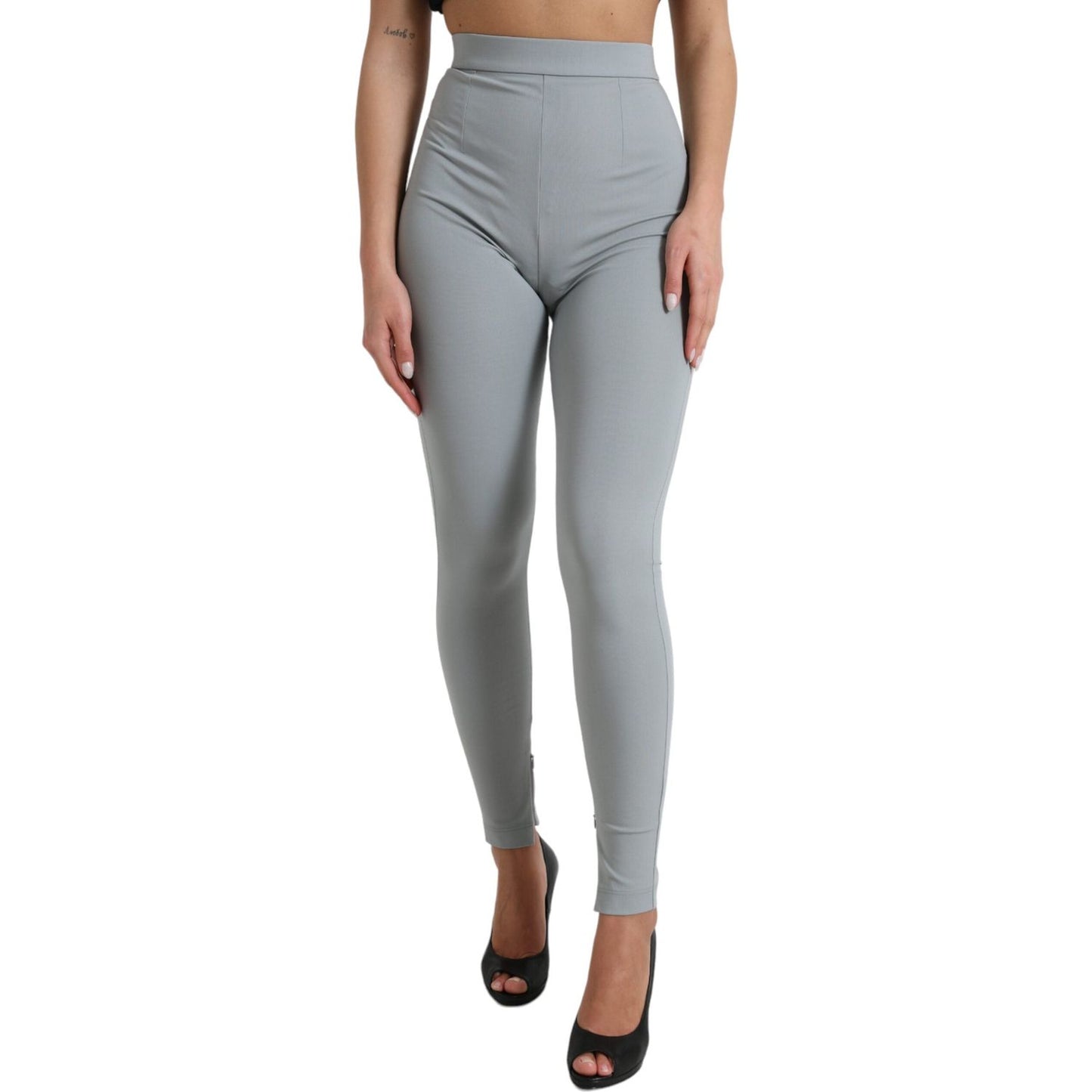 Dolce & Gabbana Elegant High Waist Leggings in Gray Dolce & Gabbana