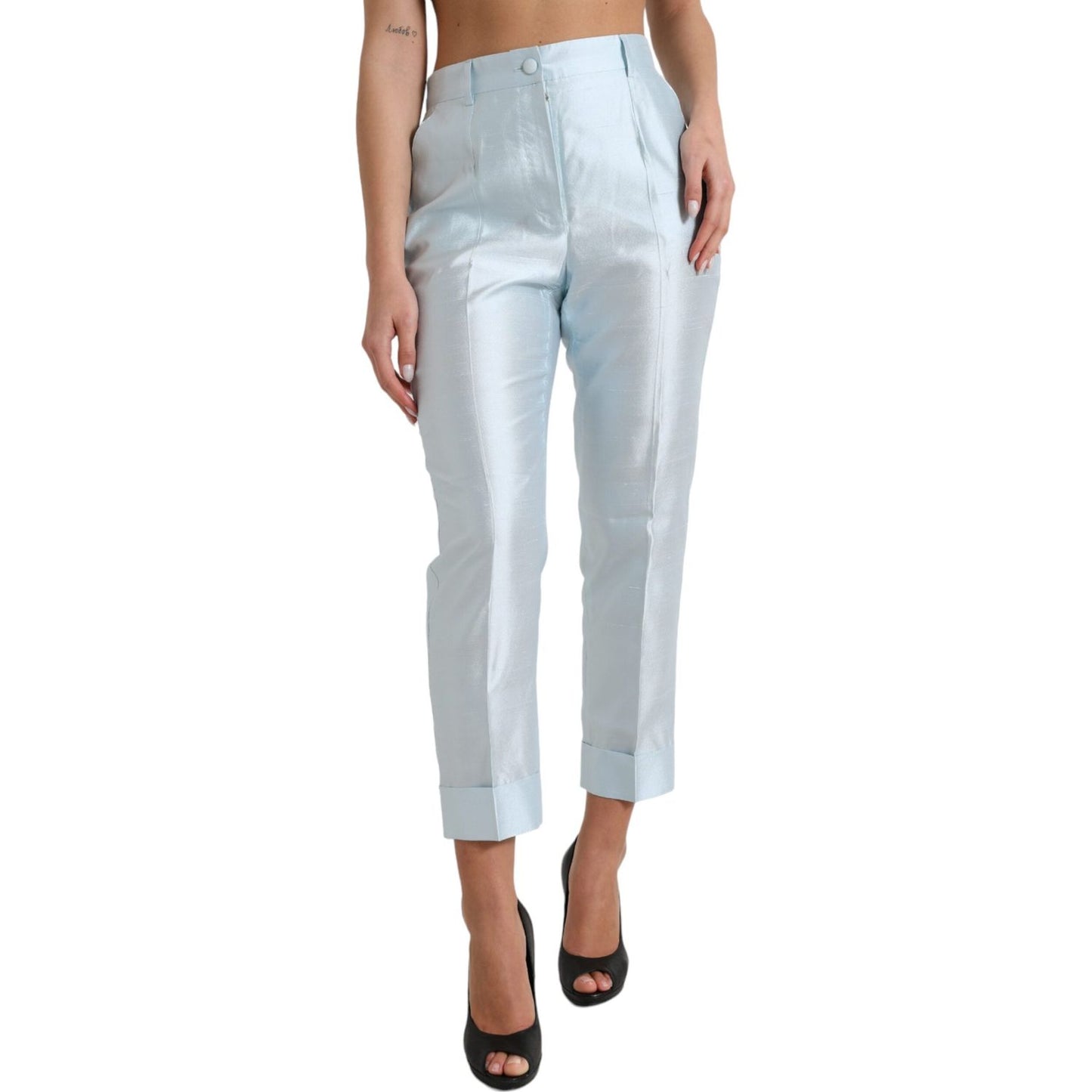 Dolce & Gabbana Chic Sky Blue High Waist Cropped Pants Dolce & Gabbana