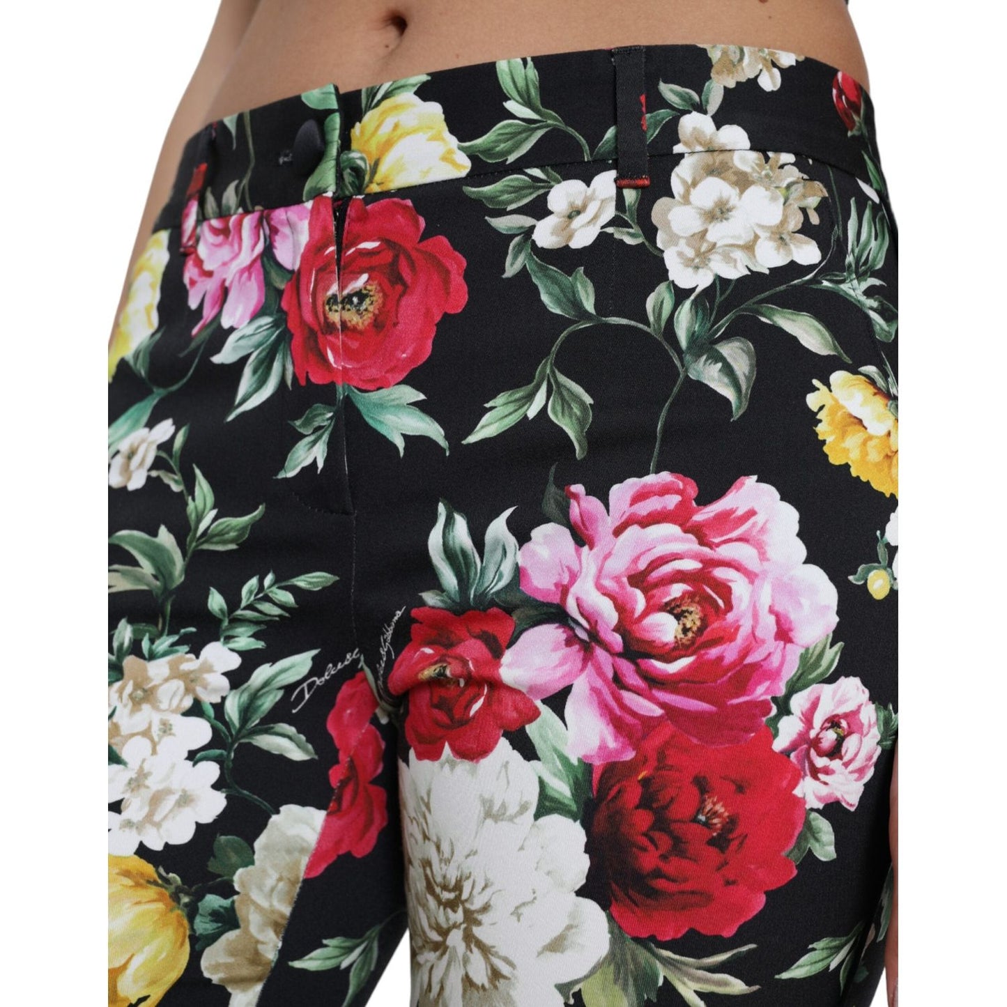 Dolce & Gabbana Elegant Floral Mid Waist Cropped Pants Dolce & Gabbana