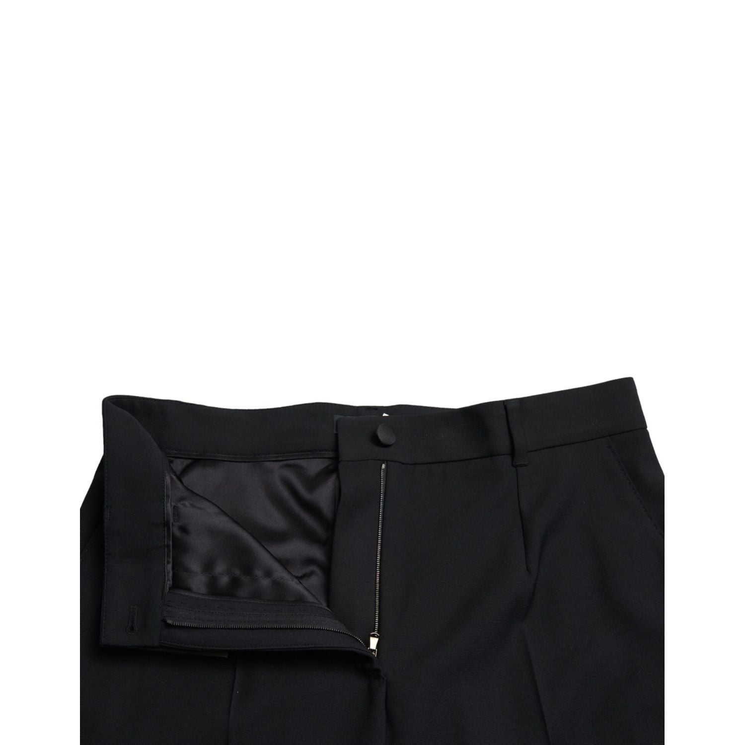 Dolce & Gabbana Black Wool High Waist Straight Pants