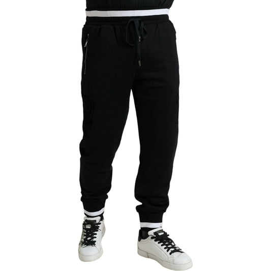 Dolce & Gabbana Elegant Black and White Cotton Joggers Dolce & Gabbana