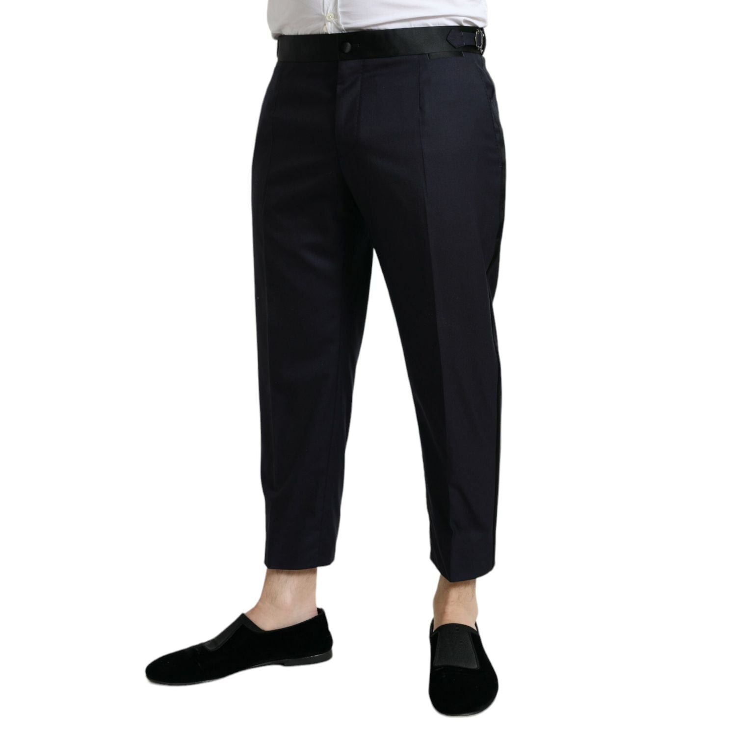 Dolce & Gabbana Blue Wool Cropped Tapered Pants