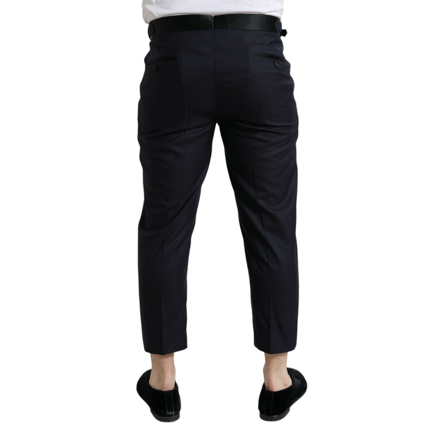Dolce & Gabbana Blue Wool Cropped Tapered Pants