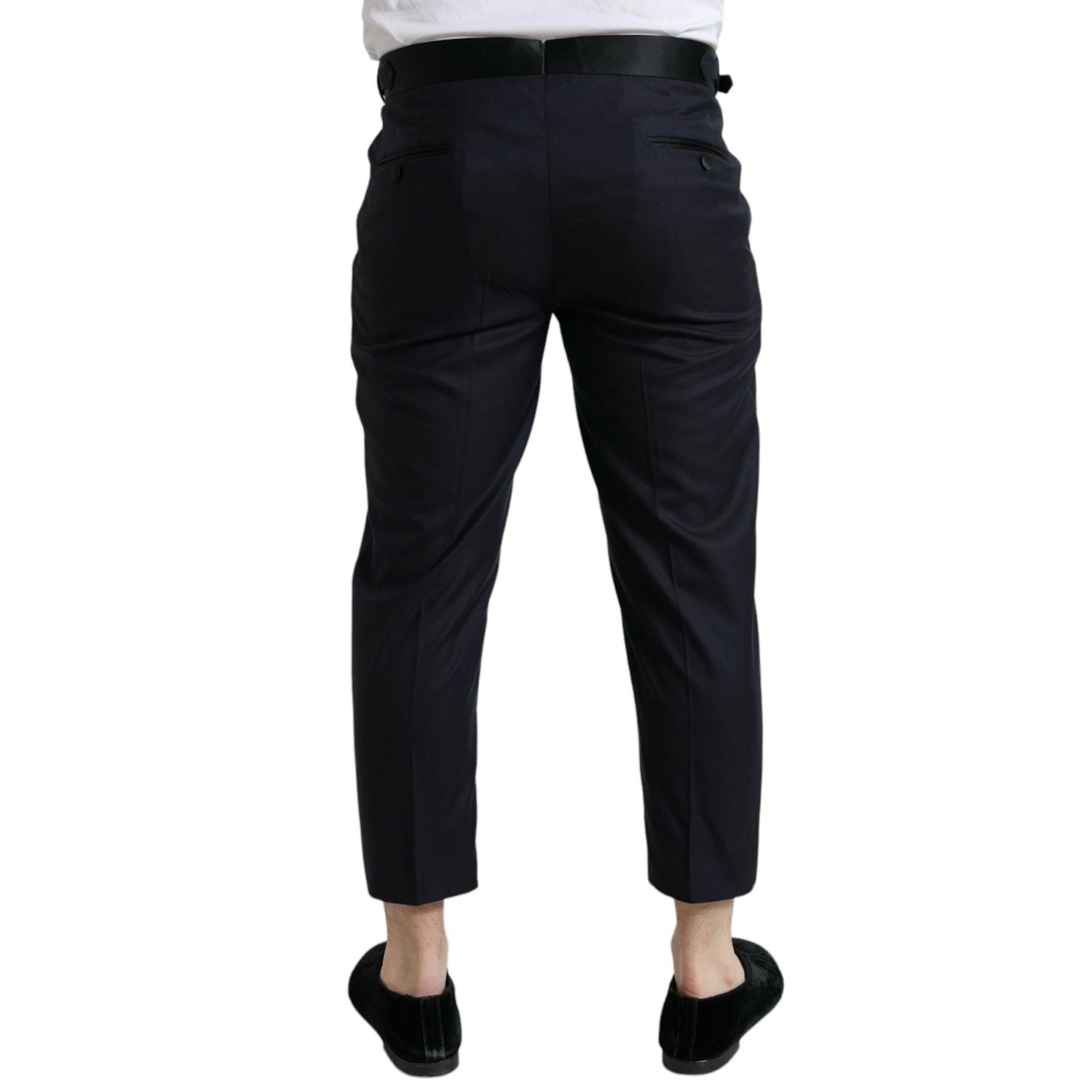 Dolce & Gabbana Blue Wool Cropped Tapered Pants
