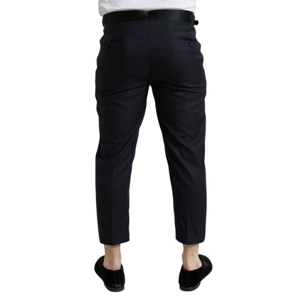 Dolce & Gabbana Blue Wool Cropped Tapered Pants