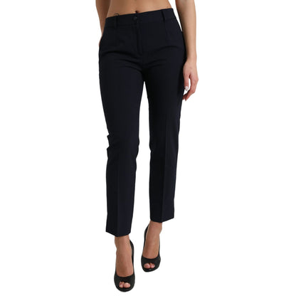 Dolce & Gabbana Blue Mid Waist Tapered Cropped Pants