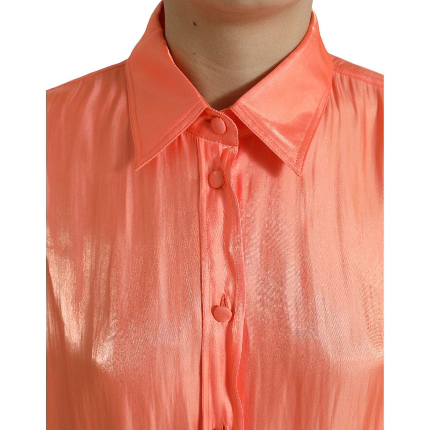 Dolce & Gabbana Elegant Coral Long Sleeve Polo Top Dolce & Gabbana