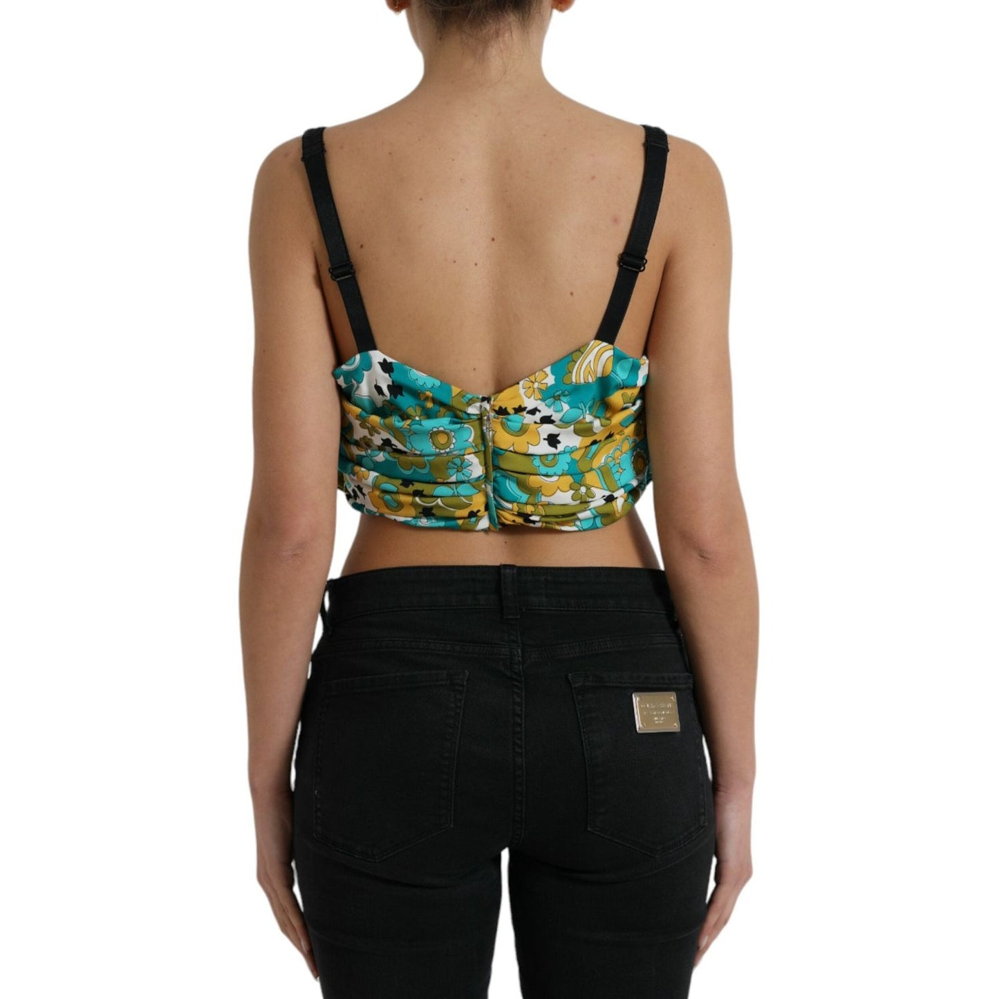 Dolce & Gabbana Elegant Floral Silk Blend Cropped Tank Top Dolce & Gabbana