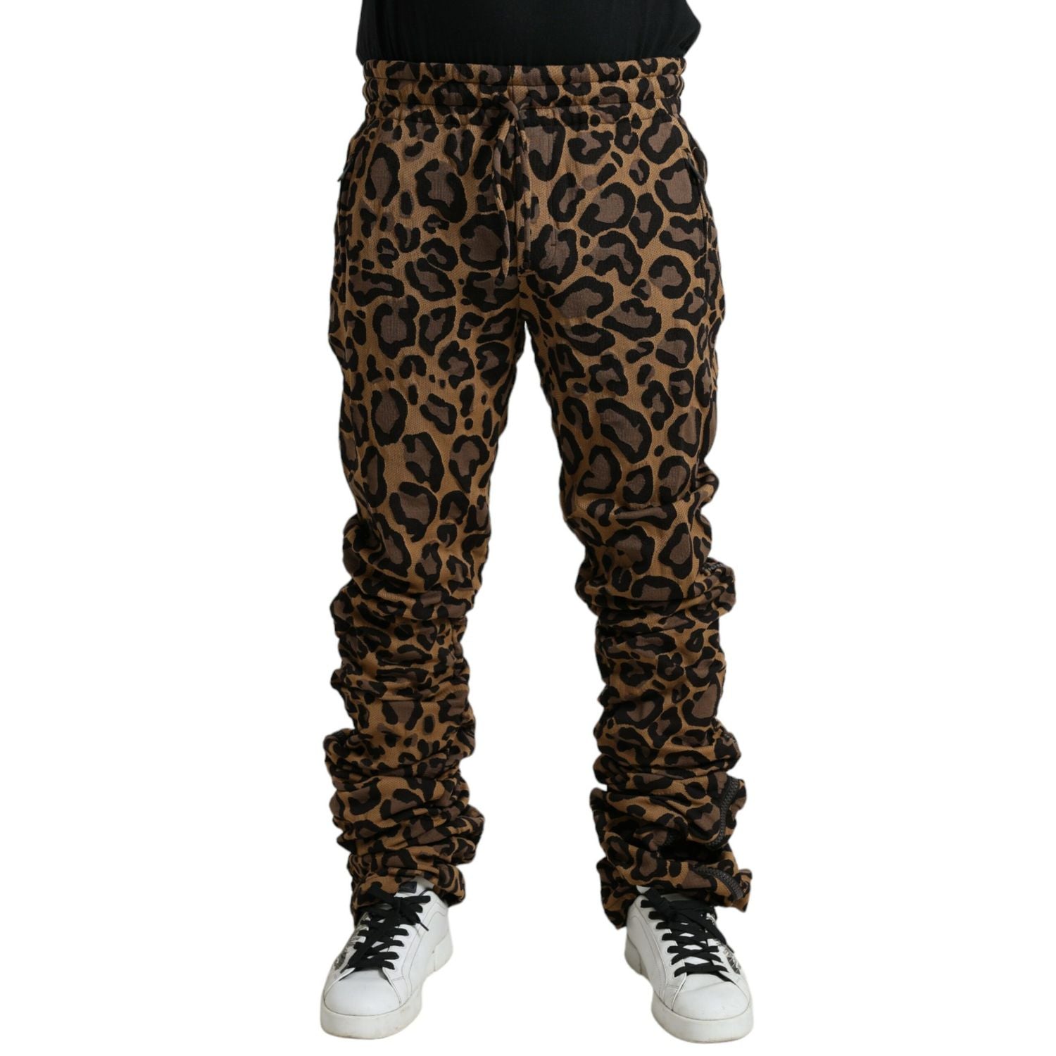 Dolce & Gabbana Brown Leopard Jacquard Jogger Pants