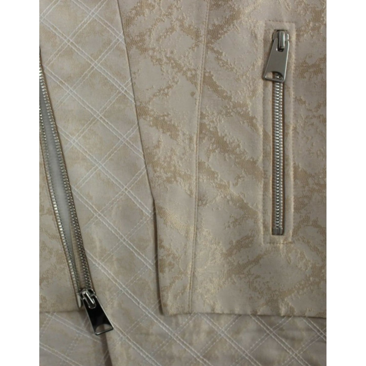 Zeyneptosun Beige brocade sleeveless jacket