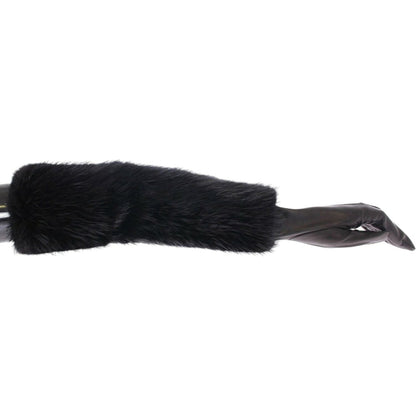 Dolce & Gabbana Black Beaver Fur Lambskin Leather Elbow Gloves