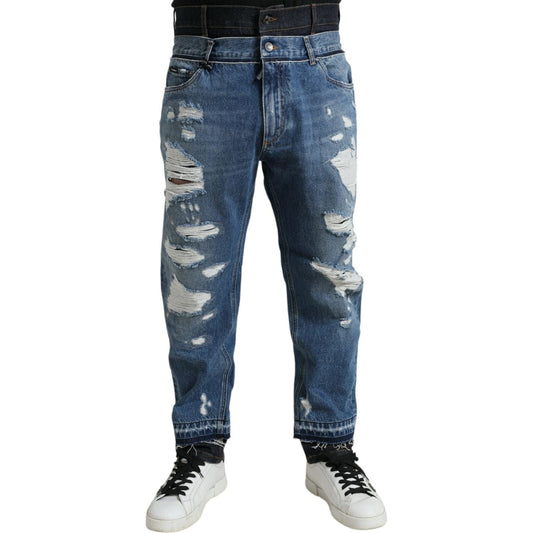 Dolce & Gabbana Blue Tattered Cotton Men Denim Jeans 1728,67345645728,Blue,Clothing,Dolce & Gabbana,IT44 | XS,IT46 | S,IT48 | M,IT50 | L,IT52 | L,IT54 | XL,Jeans & Pants - Men - Clothing,Jeans Denim - Clothing,Material: 99% Cotton 1% Elastane,Men,Men - Cl