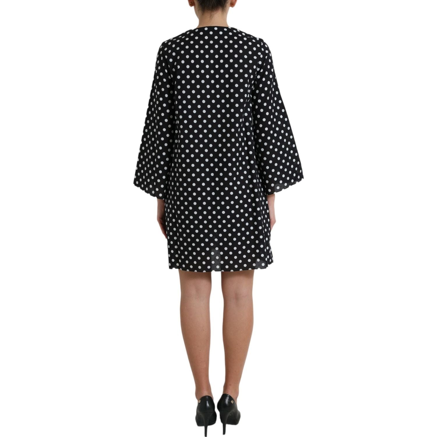 Dolce & Gabbana Black White Polka Dot Nylon Shift Mini Dress