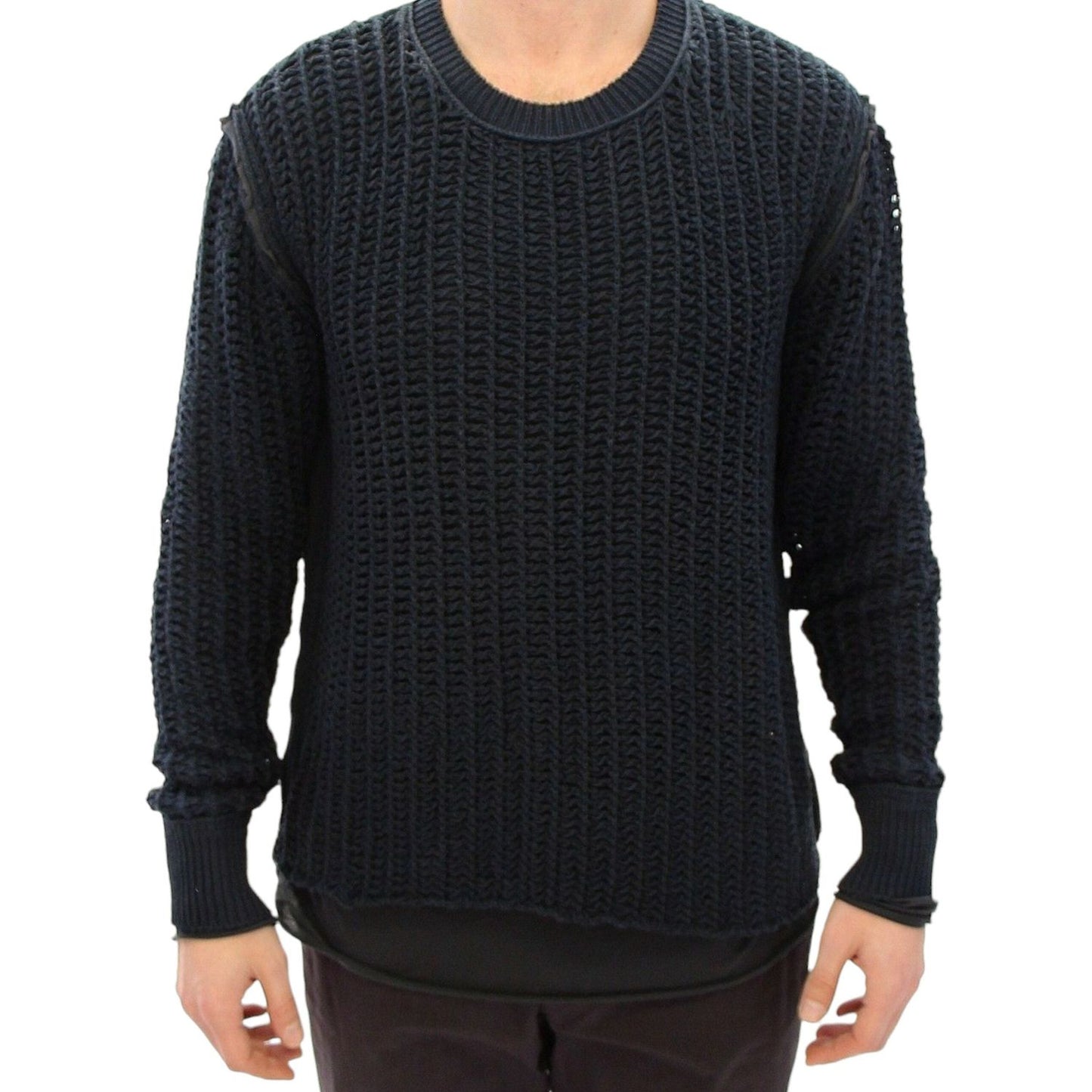 Dolce & Gabbana Elegant Blue and Black Layered Sweater Dolce & Gabbana