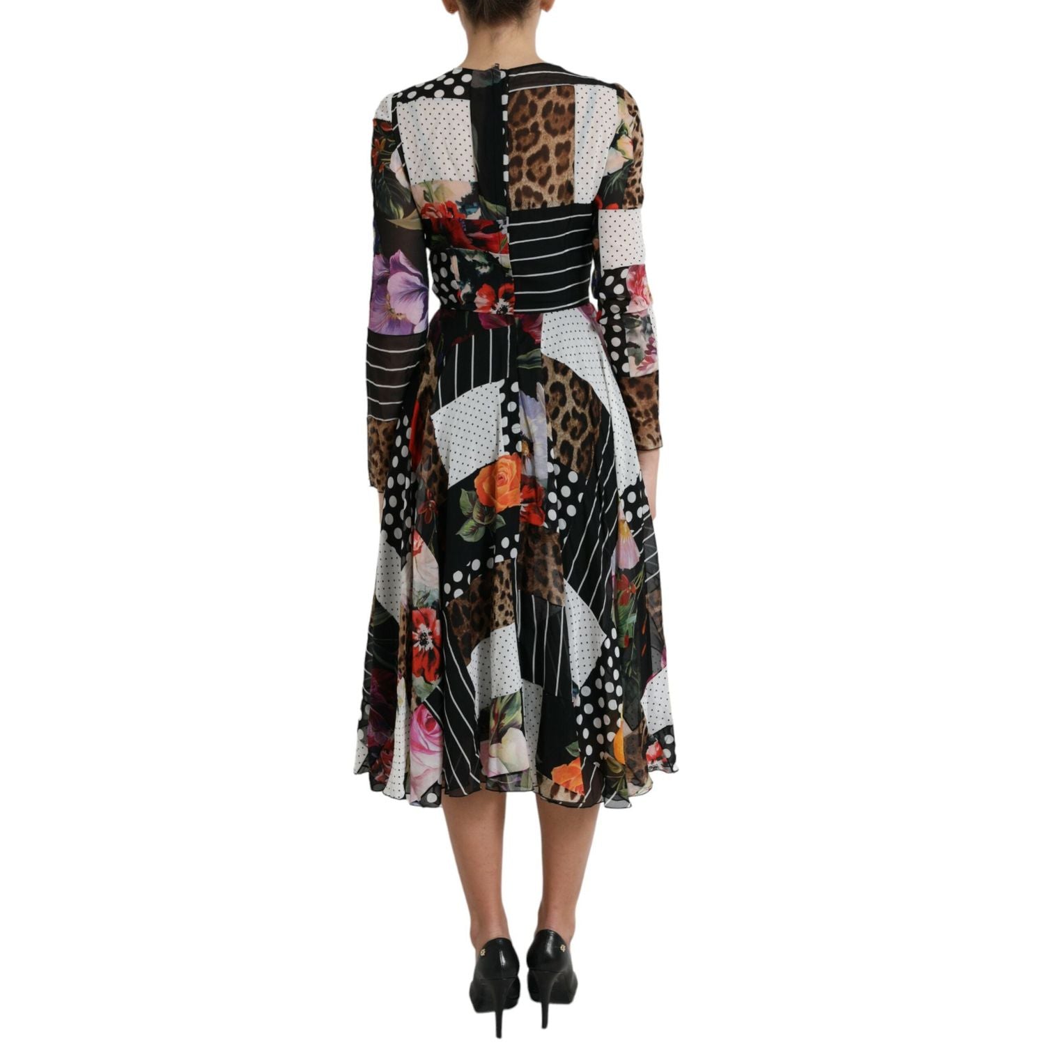 Dolce & Gabbana Multicolor Patchwork Floral Leopard Dress