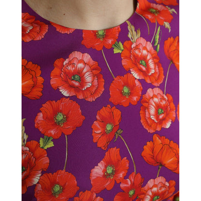 Dolce & Gabbana Multicolor Floral Poppy Print Sheath Dress