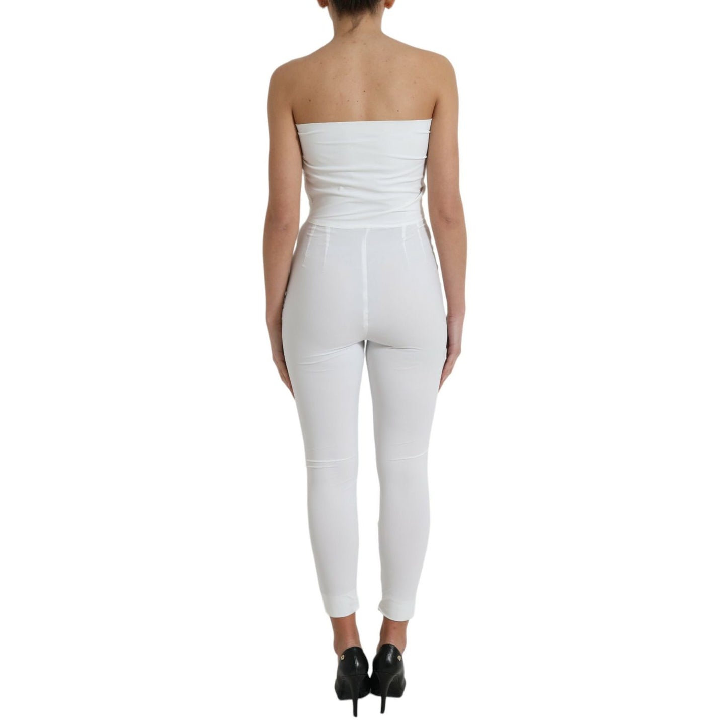 Dolce & Gabbana White Nylon Strapless Bodycon Jumpsuit Dress