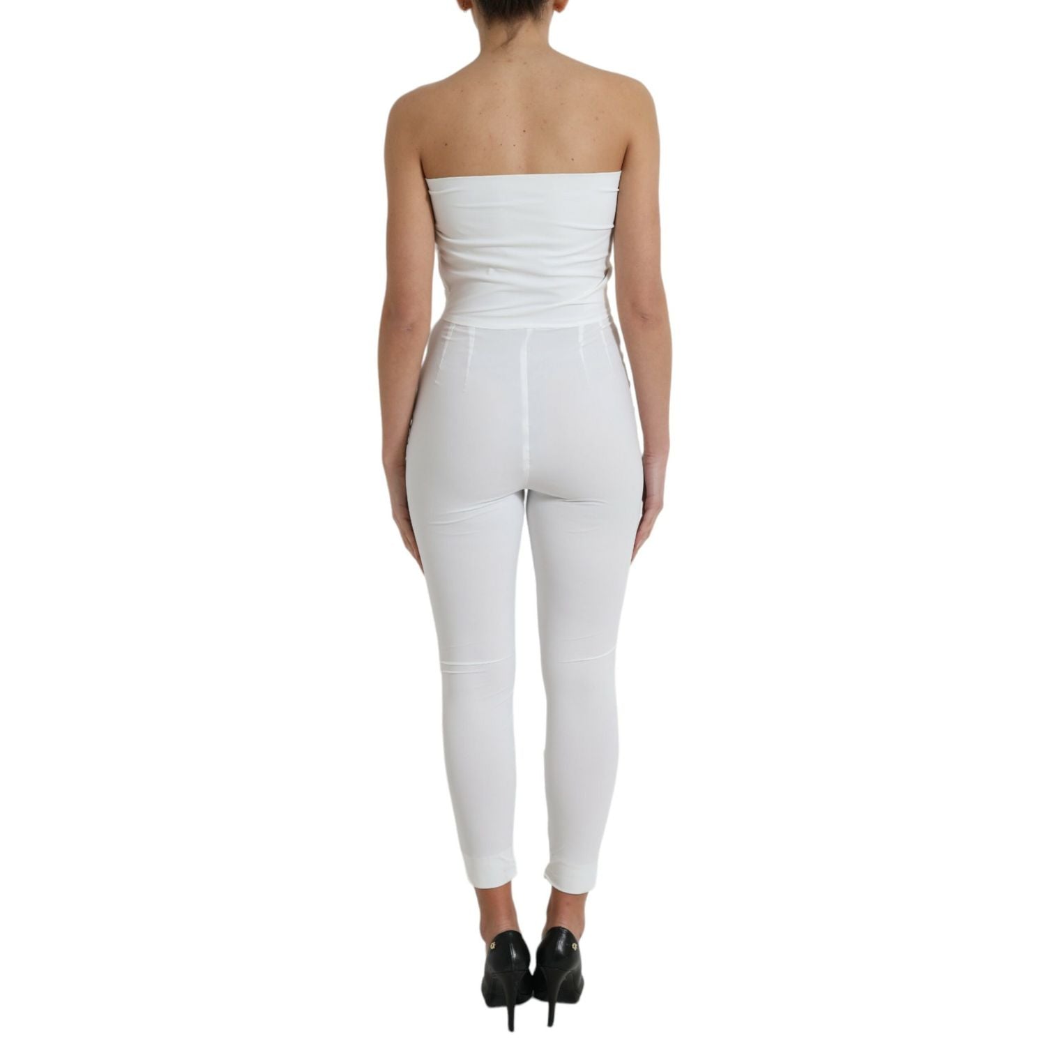 Dolce & Gabbana White Nylon Strapless Bodycon Jumpsuit Dress