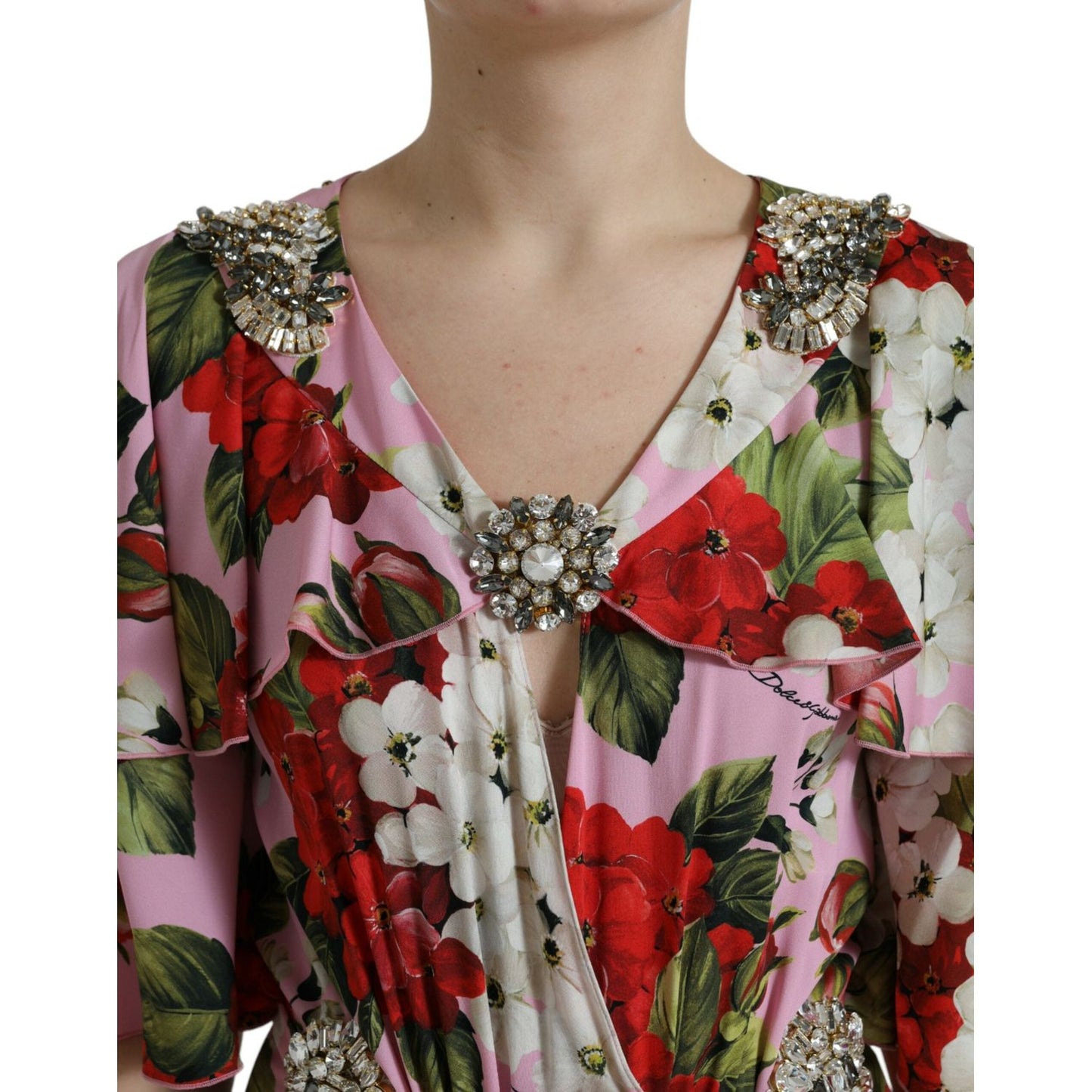 Dolce & Gabbana Elegant Crystal-Embellished Silk Dress Dolce & Gabbana