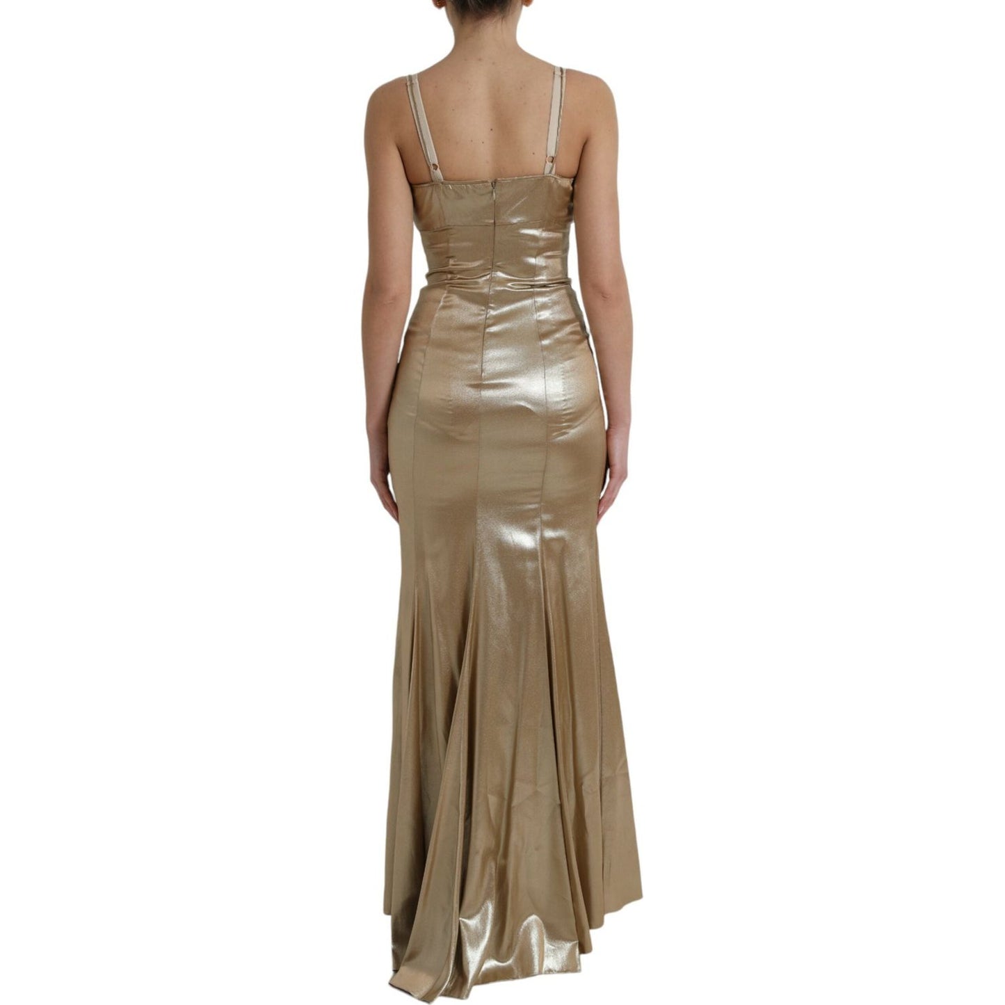 Dolce & Gabbana Elegant Metallic Gold Sheath Dress with Crystals Dolce & Gabbana