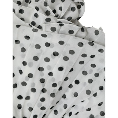 Dolce & Gabbana White Polka Dot A-line Pleated Maxi Dress