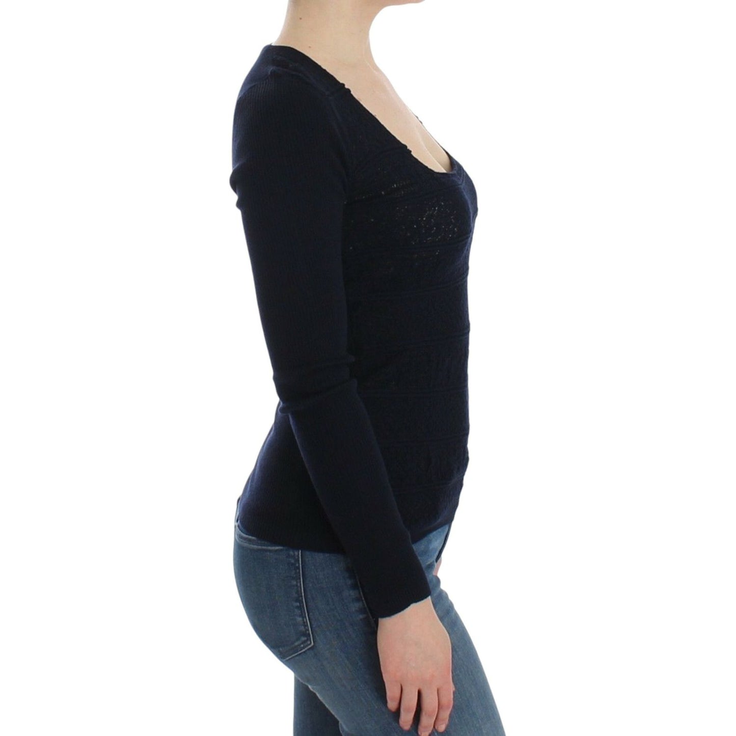 Ermanno Scervino Chic Blue Wool Blend Sweater Ermanno Scervino