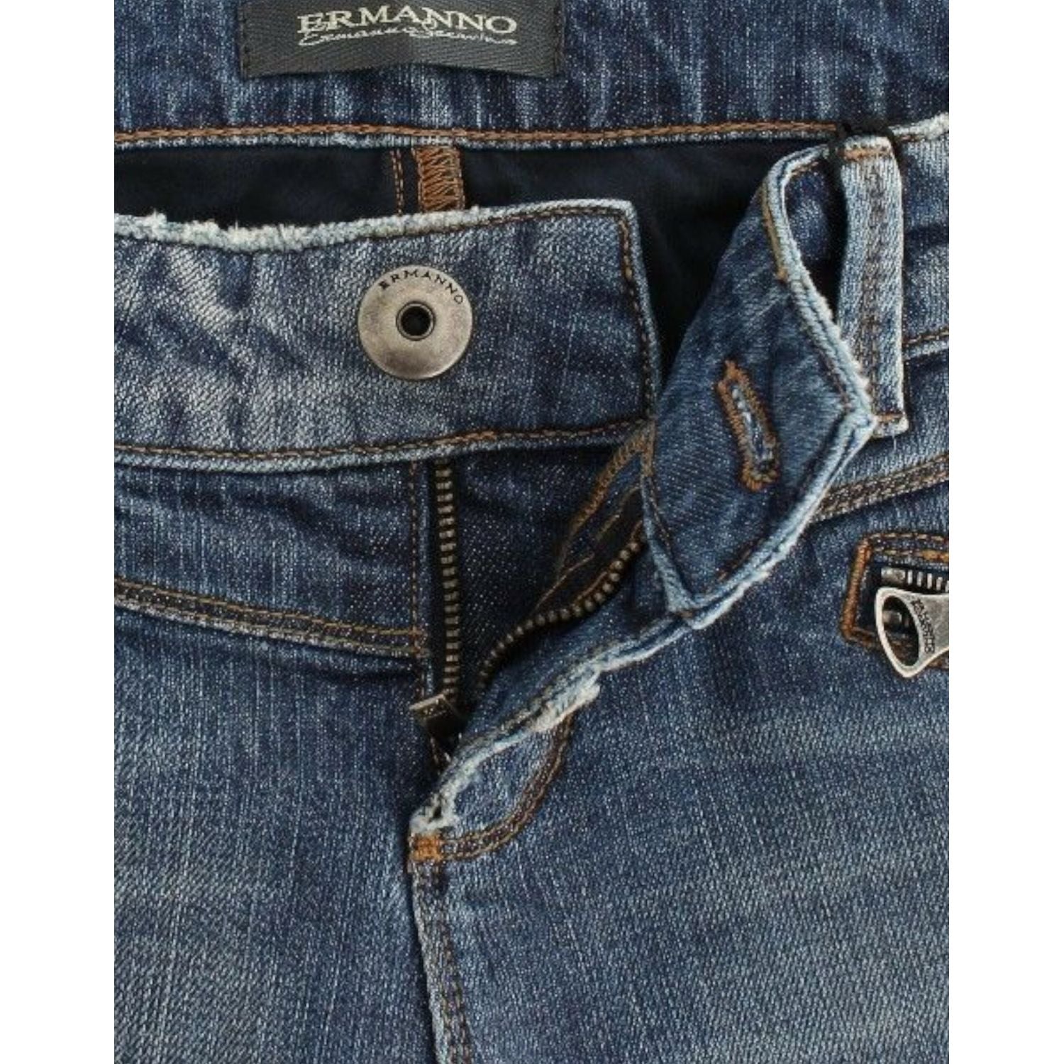 إيرمانو شيرفينو بنطال جينز أزرق أنيق بقصة ضيقة