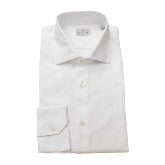 Bagutta White Cotton Men Shirt 1728,67345744032,Bagutta,Clothing,Dress Shirts - Shirts - Clothing,Men,Men - Clothing,New with tags,Shirts - Clothing,Shirts - Men - Clothing,White,XXL