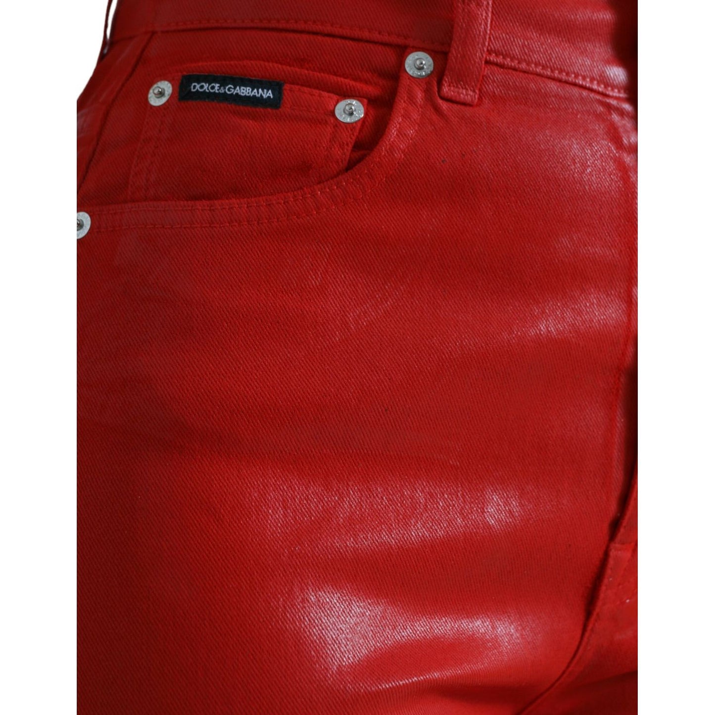 Dolce & Gabbana Elegant High-Waist Stretch Denim in Red Dolce & Gabbana