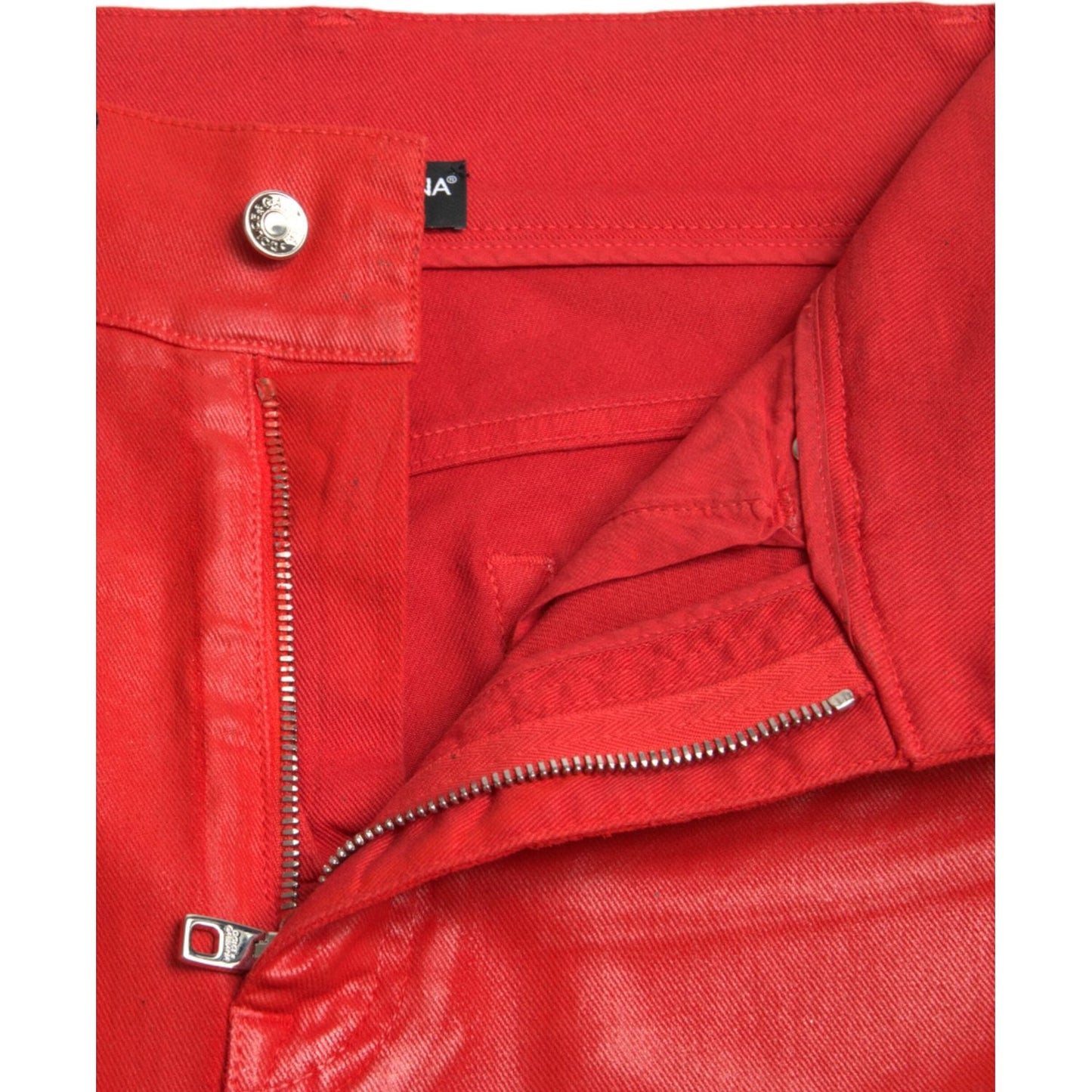 Dolce & Gabbana Elegant High-Waist Stretch Denim in Red Dolce & Gabbana