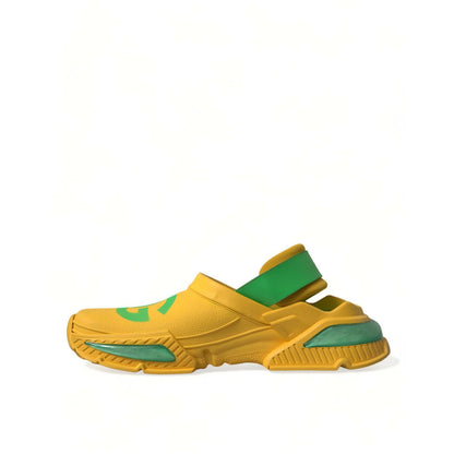 Dolce & Gabbana Yellow Green Rubber Clogs Men Slippers Men Shoes
