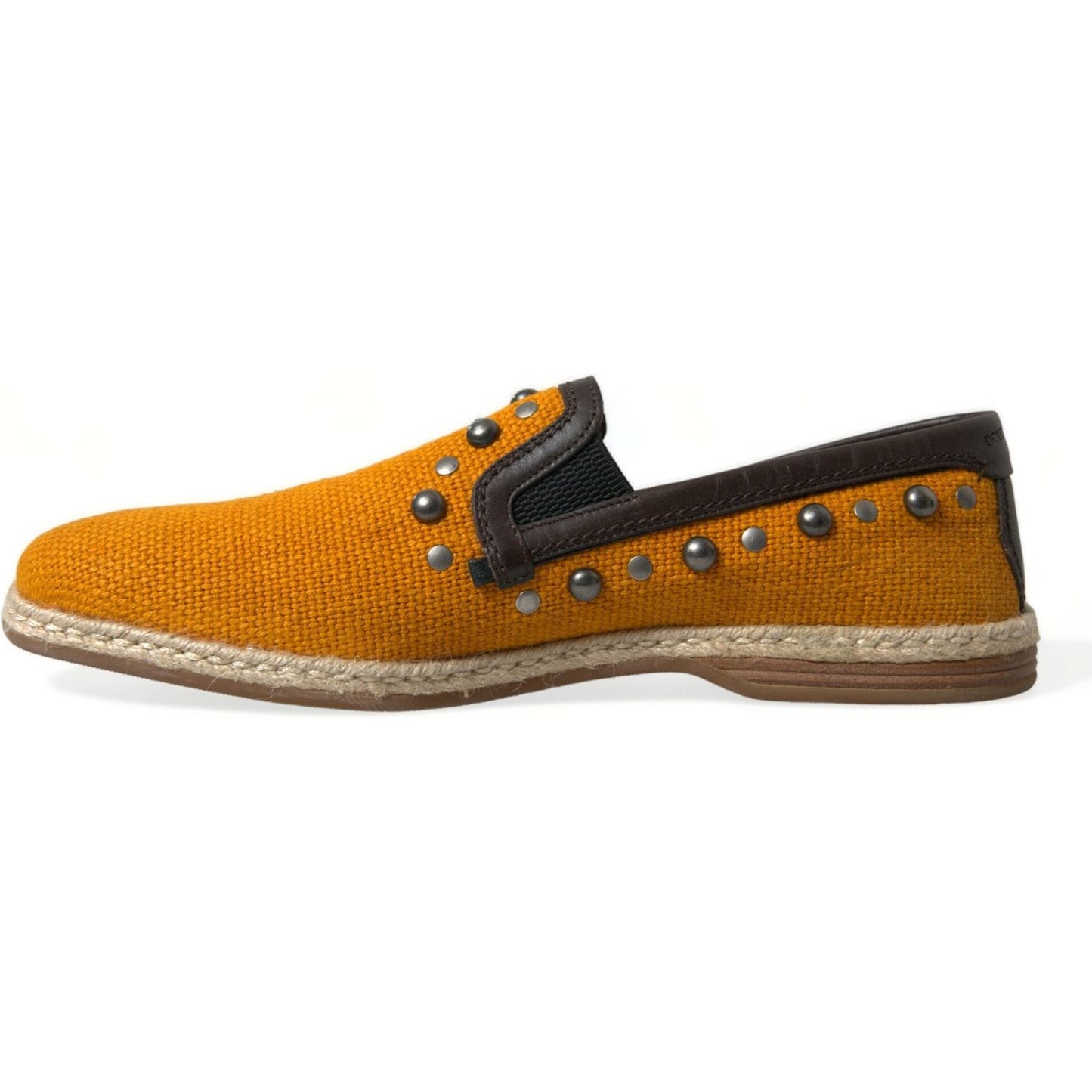 Dolce & Gabbana Exclusive Orange Canvas Loafers with Studs Dolce & Gabbana