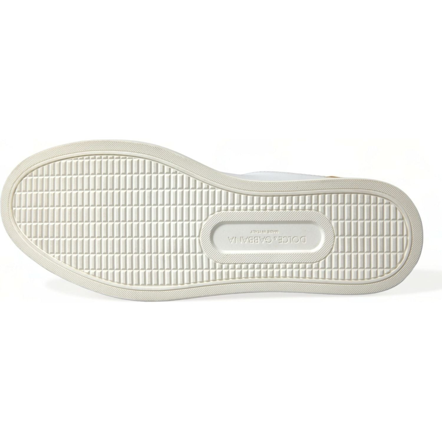 حذاء رياضي منخفض الرقبة من الجلد باللون الأبيض الأنيق من دولتشي آند غابانا