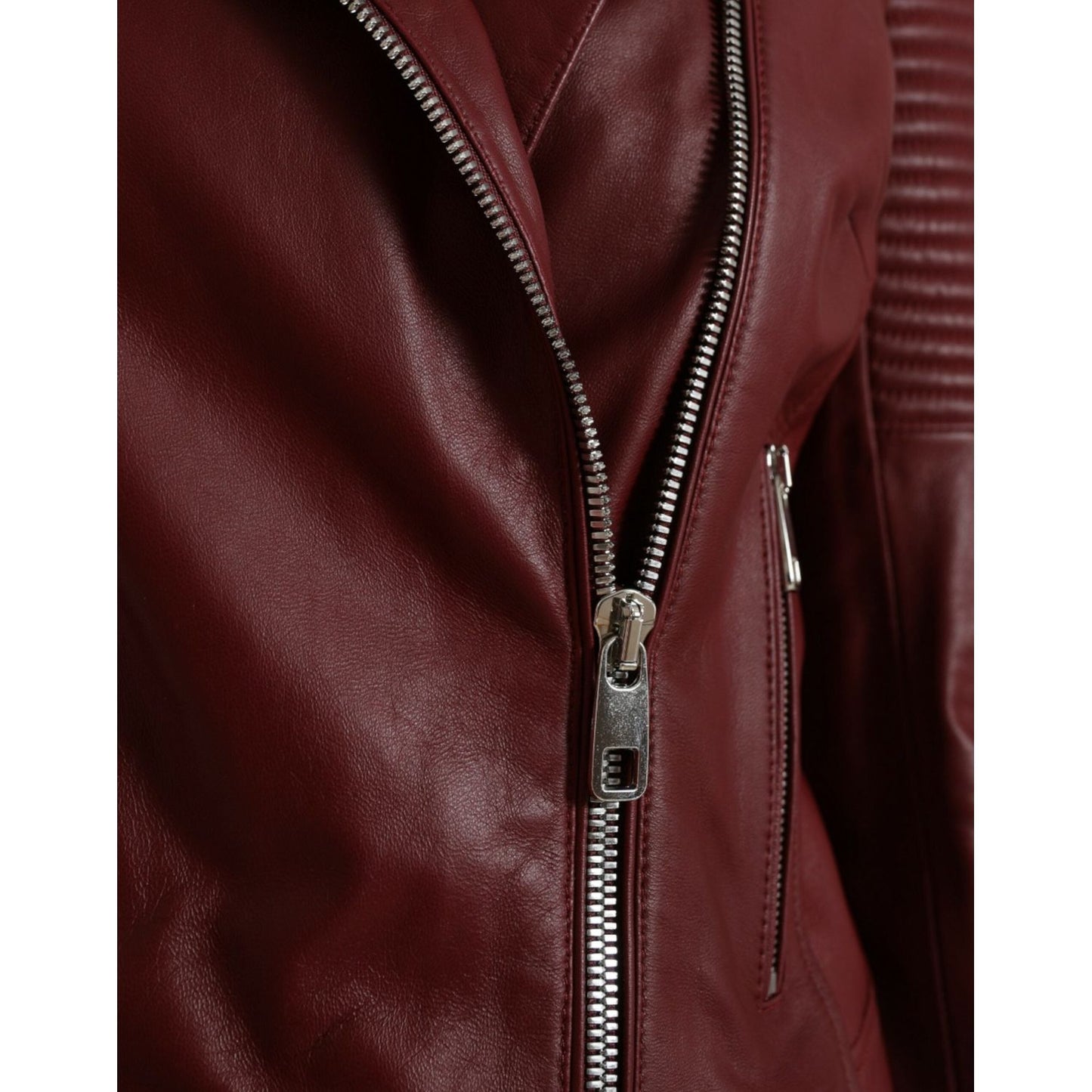 Dolce & Gabbana Bordeaux Biker Leather Jacket Dolce & Gabbana