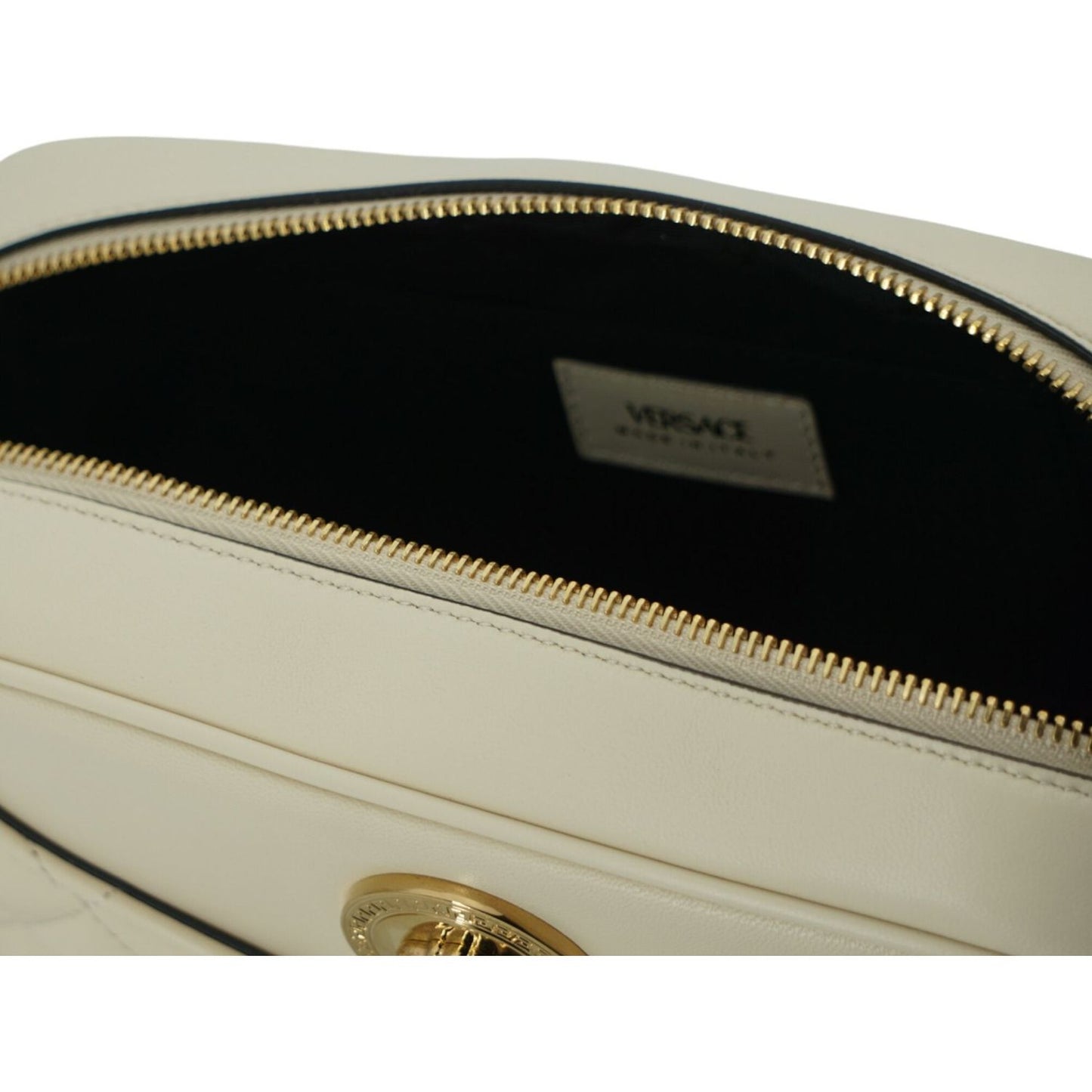 Versace Elegant White Leather Camera Shoulder Bag Versace