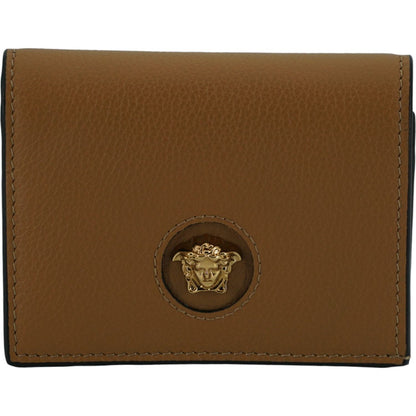Versace Brown Calf Leather Compact Wallet