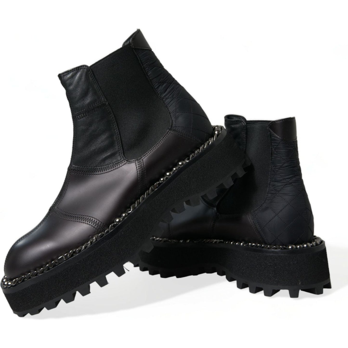Dolce & Gabbana Black Leather Slip On Stretch Chelsea Boots Shoes
