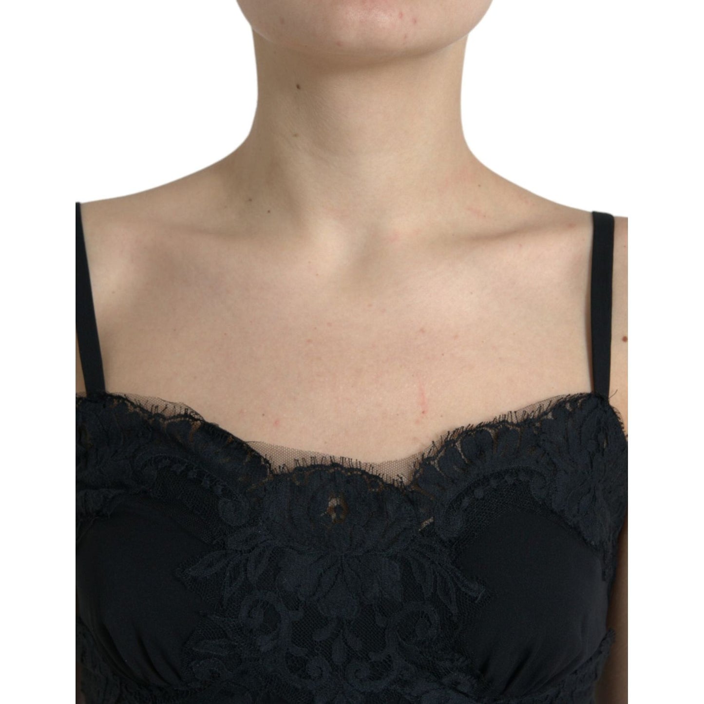 Dolce & Gabbana Elegant Black Silk Lace Tank Top Dolce & Gabbana