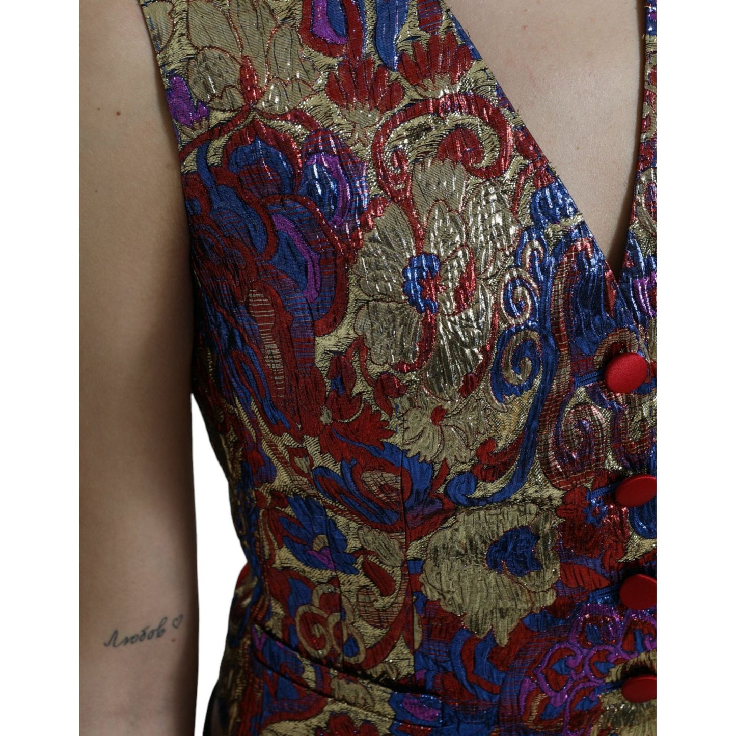 Dolce & Gabbana Multicolor Floral Print Jacquard Waistcoat Vest Dolce & Gabbana