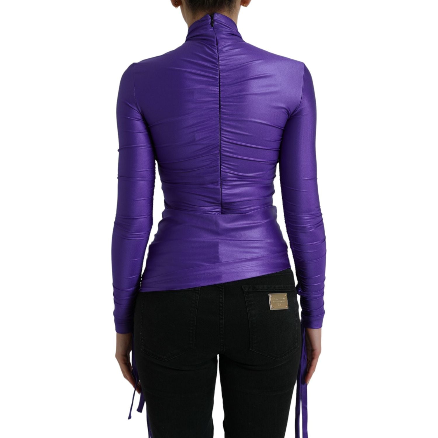 بلوزة دولتشي آند غابانا الأنيقة ذات الأكمام الطويلة وسحاب الظهر