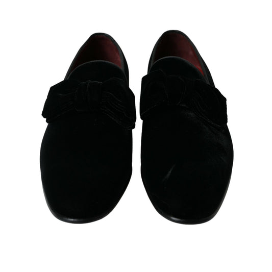 Dolce & Gabbana Black Velvet Loafers Formal Dress Shoes