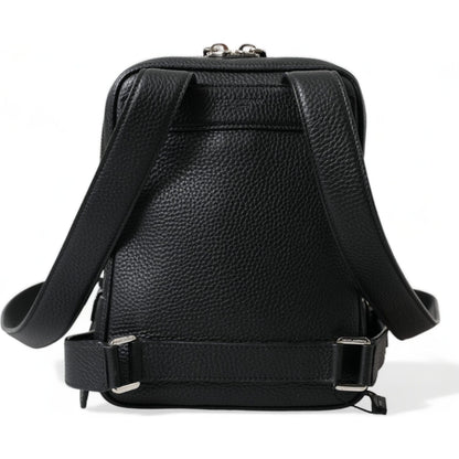 Dolce & Gabbana Black Calfskin Leather Logo Palermo Backpack Bag