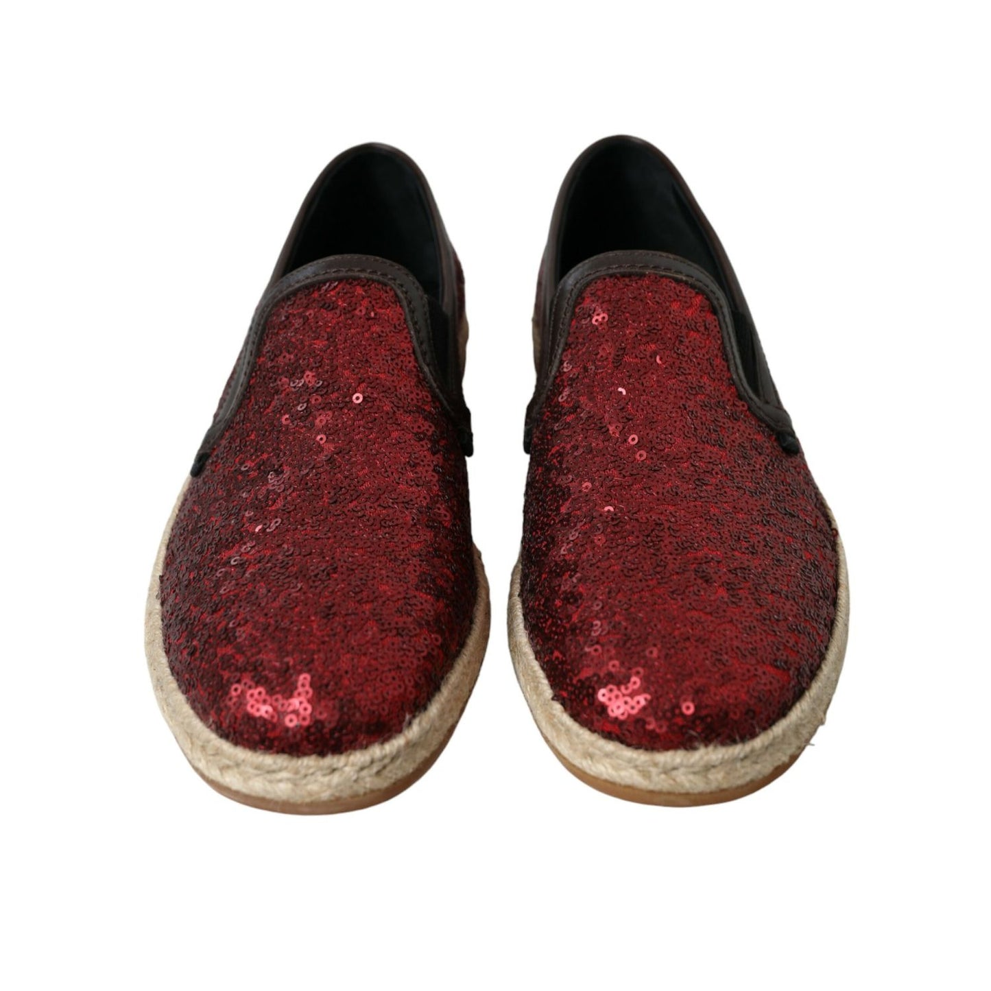 Dolce & Gabbana Red Sequined Loafers Slippers Men Shoes