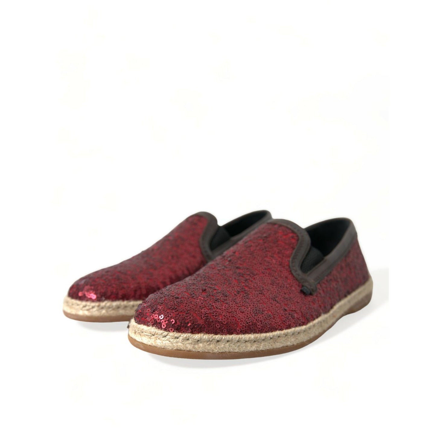 Dolce & Gabbana Red Sequined Loafers Slippers Men Shoes