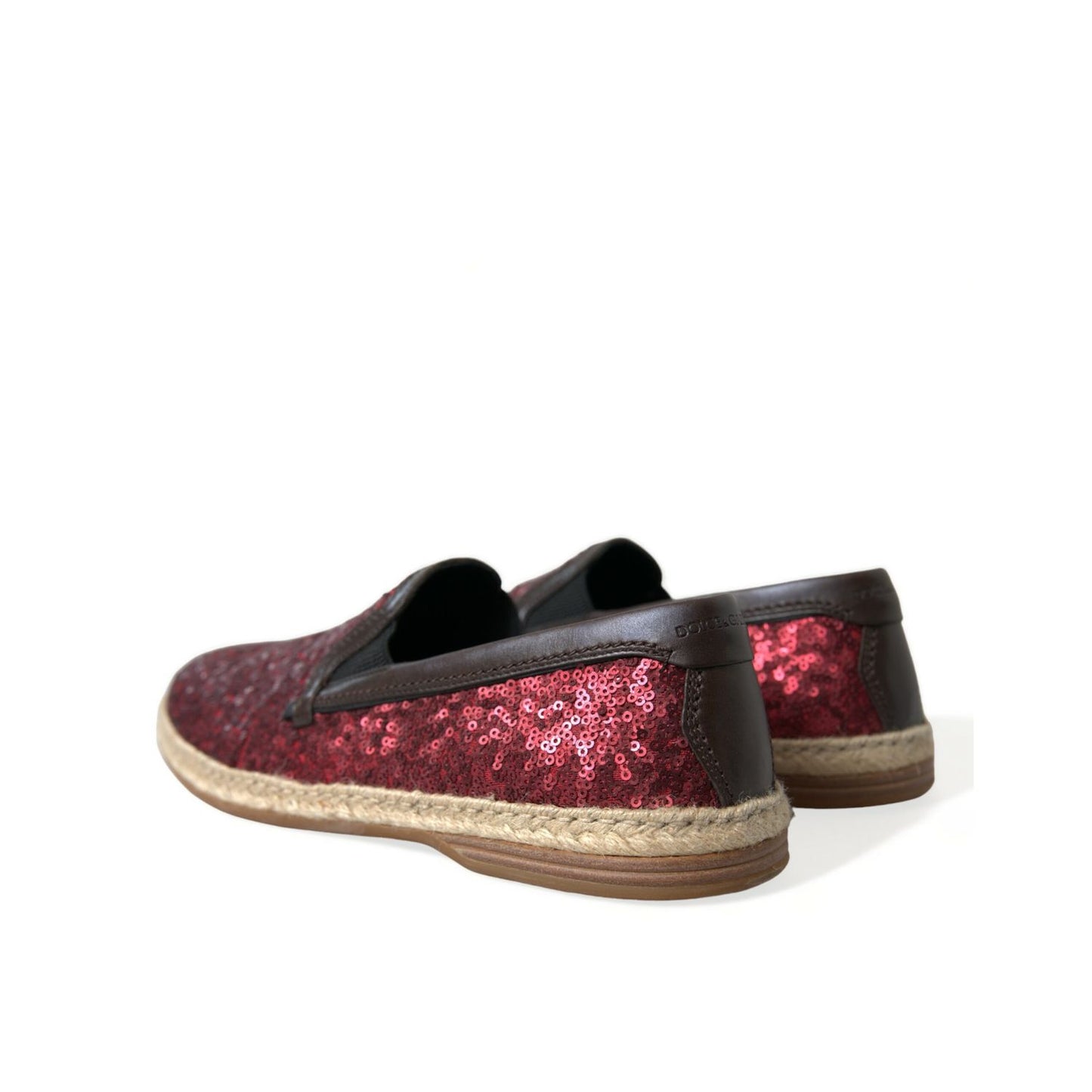 Dolce & Gabbana Red Sequined Loafers Slippers Men Shoes