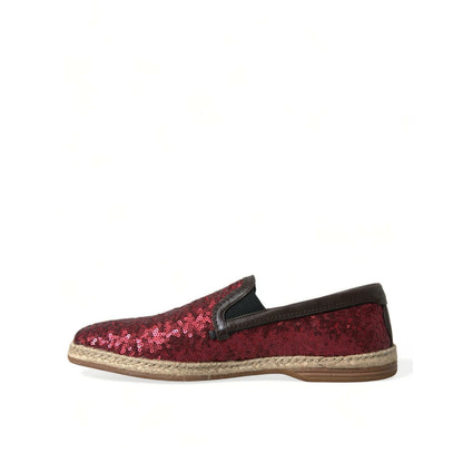 Dolce & Gabbana Red Sequined Loafers Slippers Men Shoes