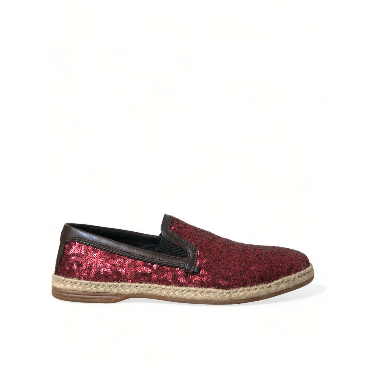 Dolce & Gabbana Red Sequined Loafers Slippers Men Shoes